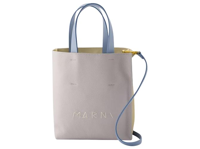 Bolsa Museo Soft Mini Shopper - Marni - Couro - Azul Bezerro-como bezerro  ref.1372239