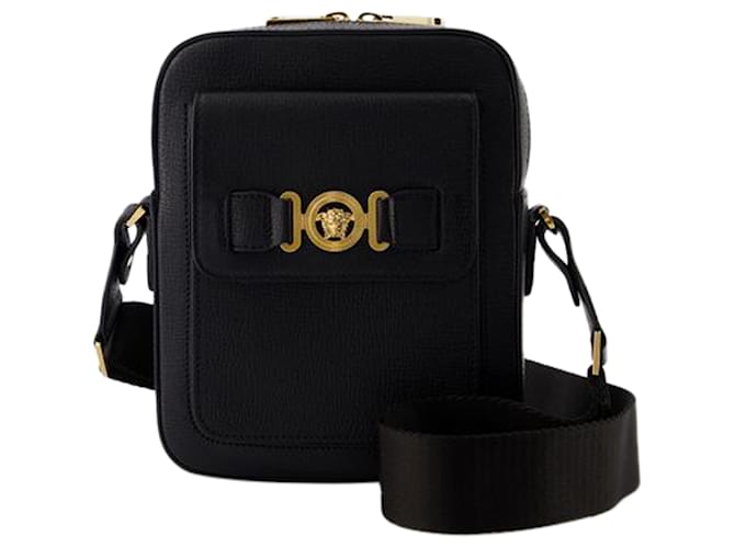 Sac à bandoulière Medusa Biggie - Versace - Cuir - Noir  ref.1372243