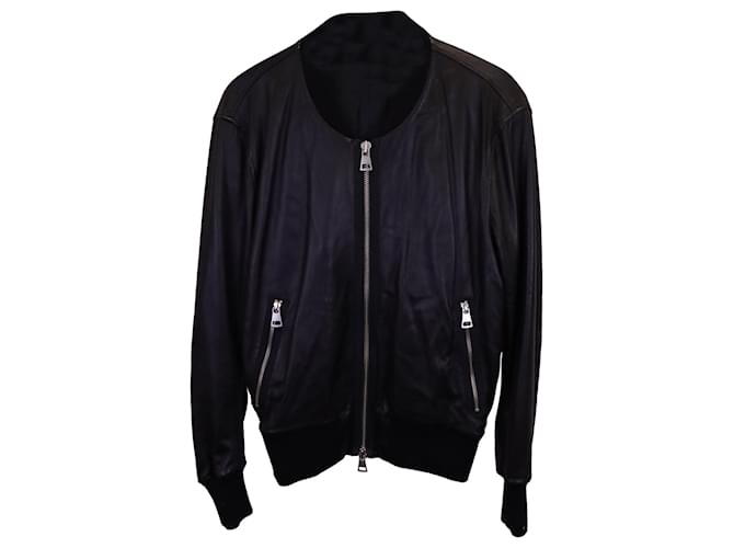 Veste Zippée Ami Paris en Cuir Noir  ref.1372260