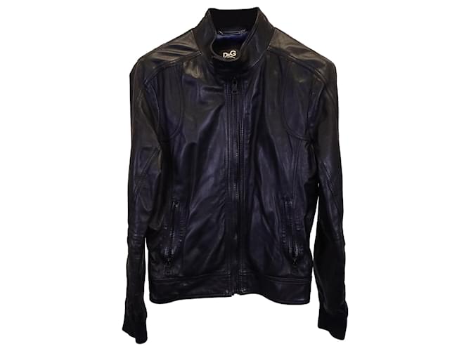 Veste zippée Dolce & Gabbana en cuir noir  ref.1372261