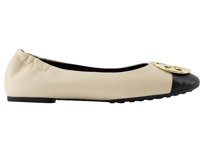 Ballerines Claire Cap-Toe - Tory Burch - Cuir - Crème Veau façon poulain  ref.1372270