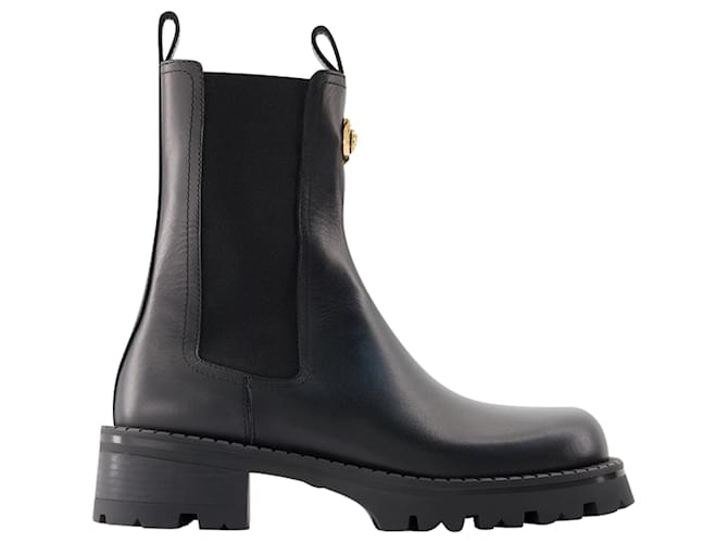 Bottines Bottines - Versace - Cuir - Noir Veau façon poulain  ref.1372277