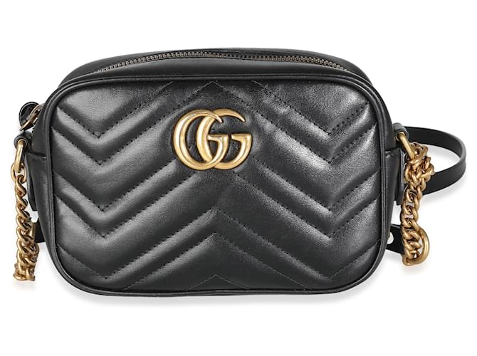 Sac à bandoulière Gucci Matelasse Mini GG Marmont noir Cuir  ref.1372310