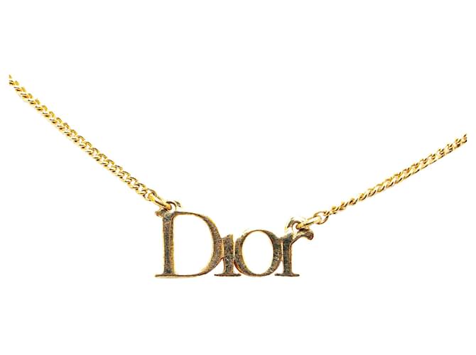 Dior Gold Logo Pendant Necklace Golden Metal Gold-plated  ref.1372339