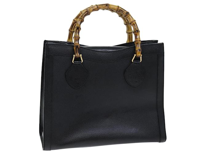 GUCCI Sac à main en bambou Cuir Noir 002 1095 0260 Auth ep4125  ref.1372454