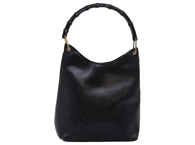 Bolsa de ombro de bambu GUCCI couro preto 0013006 Autenticação 73163  ref.1372483