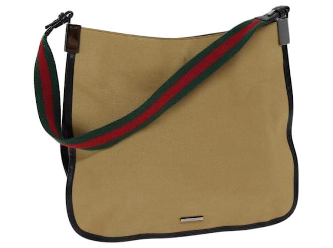 Bolsa de ombro GUCCI Web Sherry Line Lona Bege Verde 001 4321 2684 Auth ac2967  ref.1372492