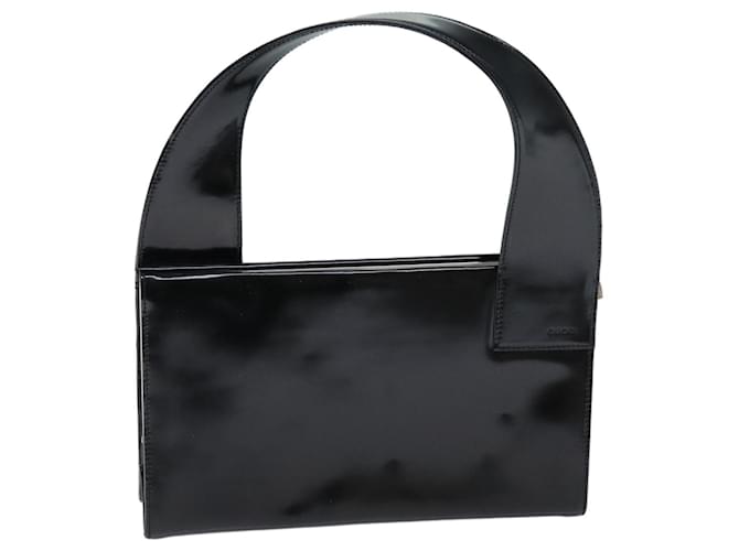 Bolsa de mão GUCCI esmaltada preta 001 3135 Auth ep4107 Preto Esmalte  ref.1372501