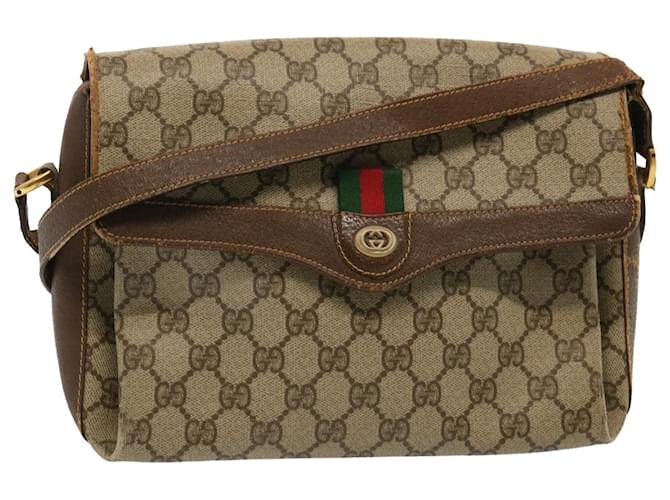 GUCCI GG Supreme Web Sherry Line Shoulder Bag PVC Beige 904 02 084 Auth 73034  ref.1372508