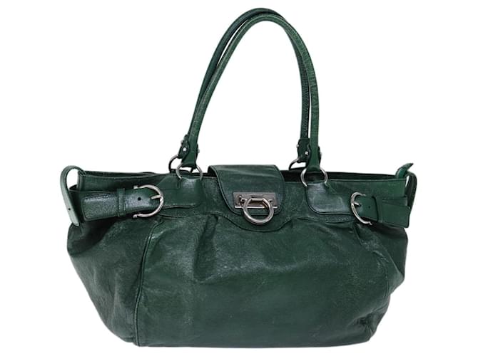 Salvatore Ferragamo Gancini Shoulder Bag Leather Green Auth 73248  ref.1372519