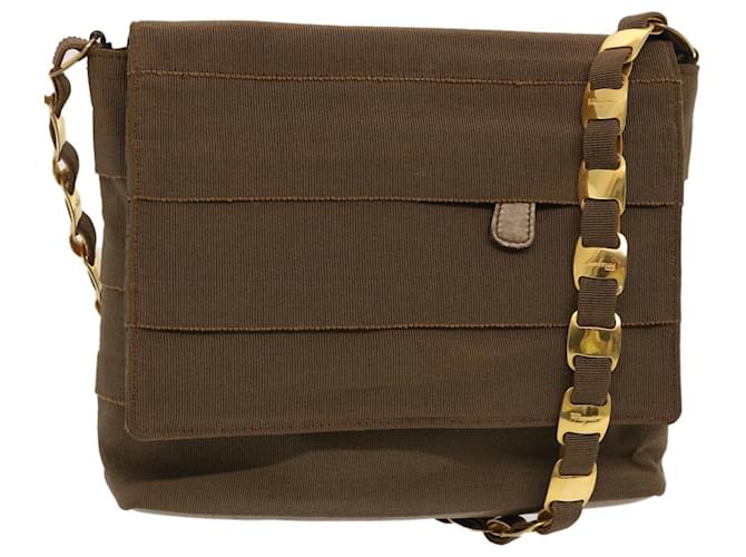 Salvatore Ferragamo Chain Shoulder Bag Canvas Brown Auth yk12040 Cloth  ref.1372546