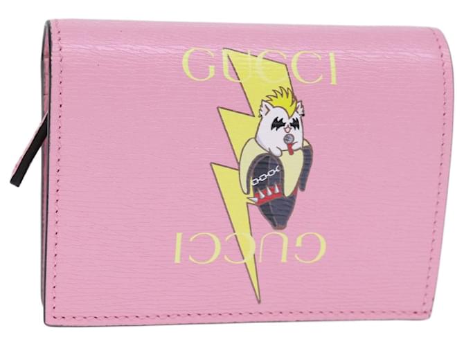 Carteira GUCCI Bananya Couro Rosa 701009 Auth ac2960A  ref.1372555