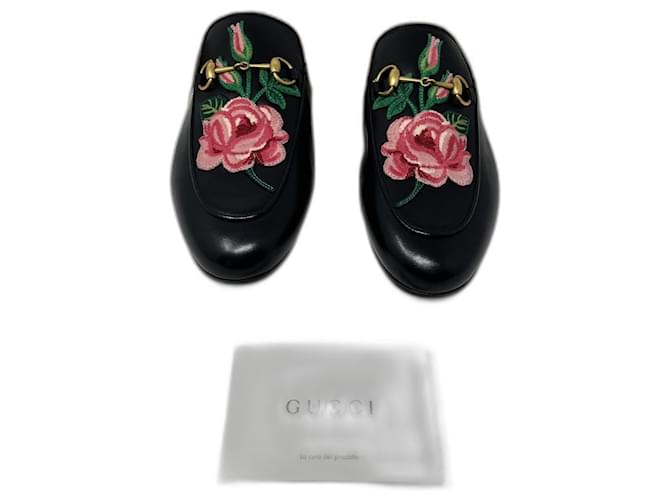 Chaussons Gucci Cuir Noir  ref.1372571