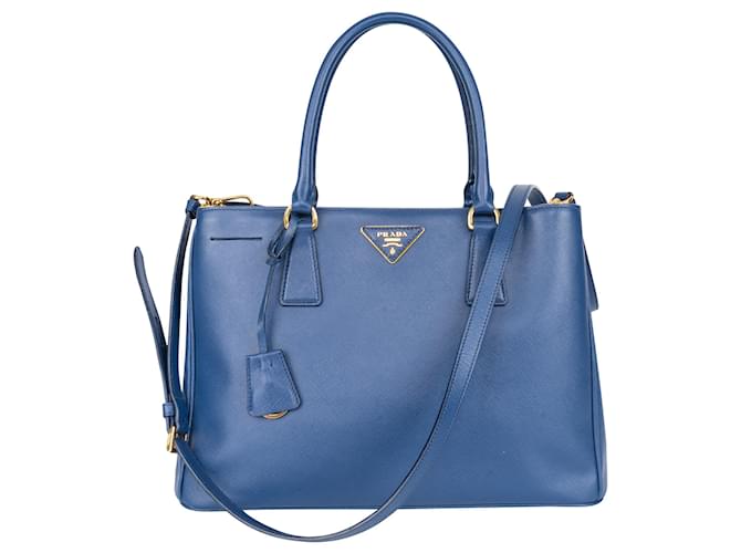Prada Blue Saffiano Leather Galleria Handbag  ref.1372581
