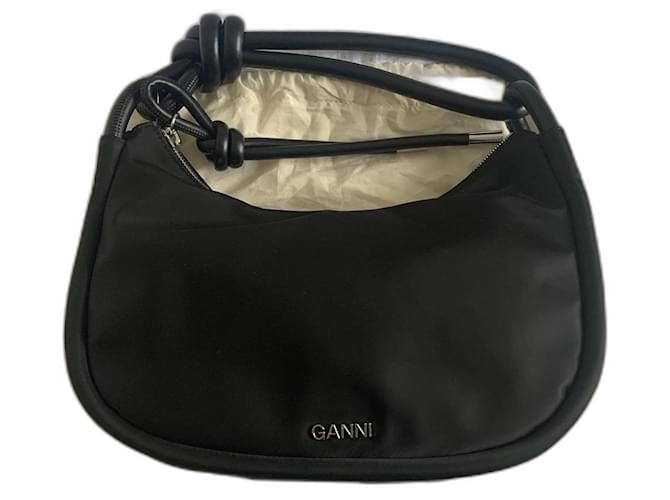 Ganni Handbags Black Leather Cotton Polyamide Polyurethane  ref.1372606