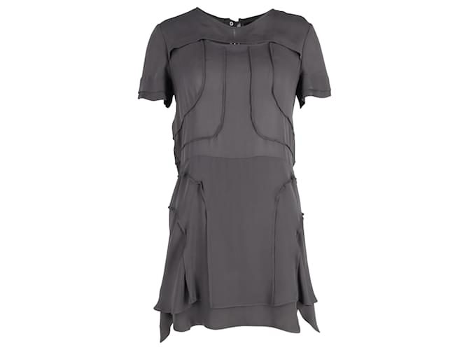 Isabel Marant Mini-robe à manches courtes en soie grise  ref.1372614