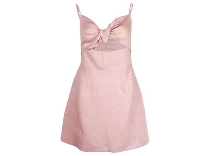 Reformation Sullivan Tie Front Minidress In Pink Linen  ref.1372616