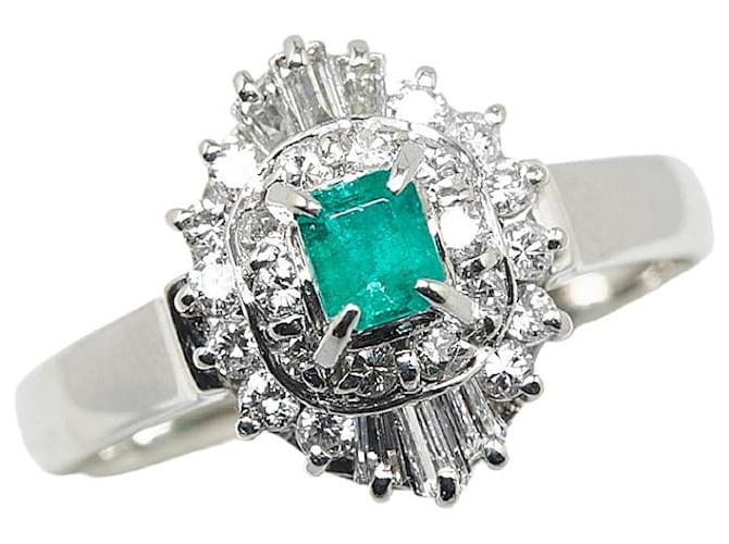 & Other Stories Otro anillo de metal con diamantes y esmeraldas de platino en excelentes condiciones  ref.1372629