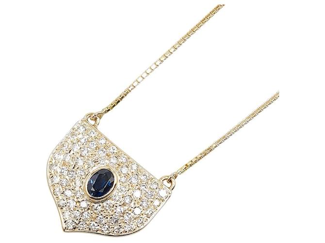 & Other Stories Other 18k Gold Diamond & Sapphire Pendant Necklace Metal Necklace in Excellent condition  ref.1372630