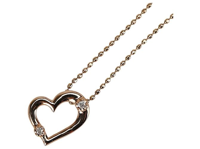 & Other Stories [Luxo] 10k Colar de pingente de coração de diamante dourado colar de metal em excelente estado  ref.1372631