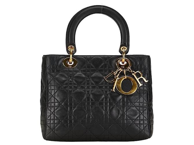 Dior Medium Cannage Leather Lady Dior Leather Handbag in Good condition  ref.1372677