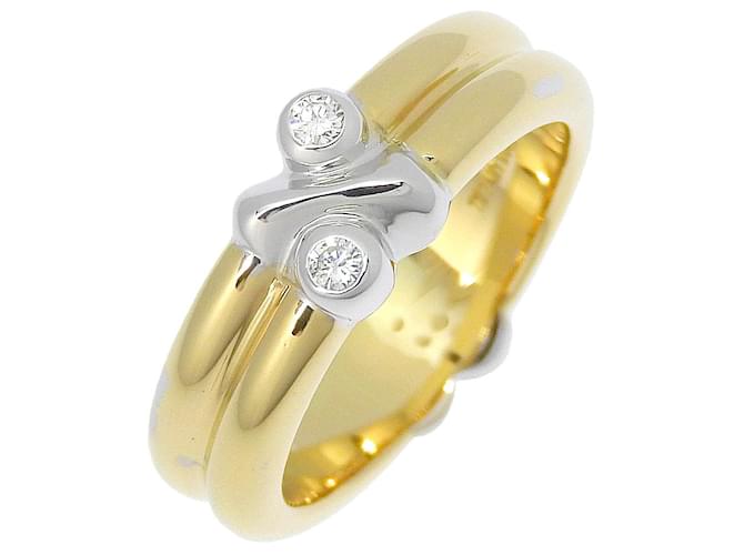 Tiffany & Co Anello in metallo con firma X e diamanti in oro 18 carati 2P in buone condizioni  ref.1372699