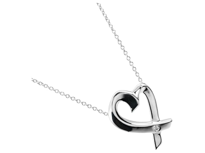 Tiffany & Co. Halskette mit Diamant-Anhänger „Loving Heart“ aus Metall in ausgezeichnetem Zustand  ref.1372737