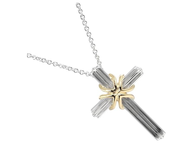 Tiffany & Co Collana con ciondolo a forma di croce in oro 18 carati Collana in metallo in condizioni eccellenti  ref.1372738