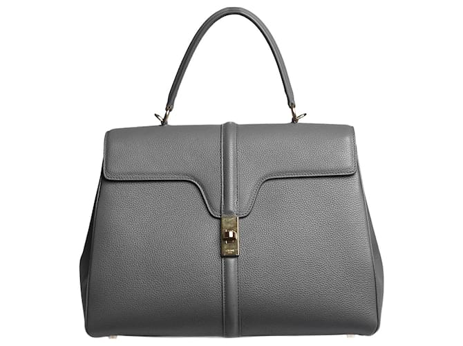 Céline Sac medium 16 gris en cuir de veau grainé  ref.1372744