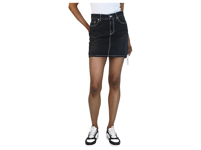 Ganni Black mini denim skirt - size UK 6 Cotton  ref.1372745