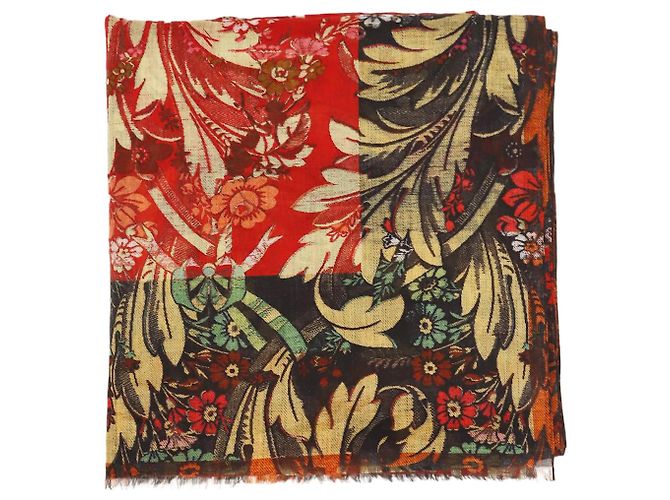 Dries Van Noten Sciarpa rossa con stampa floreale