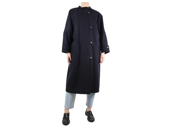 Les Prairies de Paris Navy button-up wool coat - Brand size 1 Navy blue