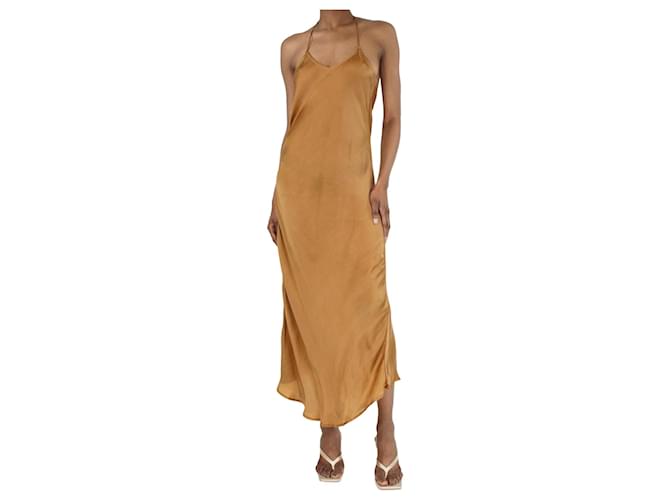 Autre Marque Brown silk slip dress - size S  ref.1372784