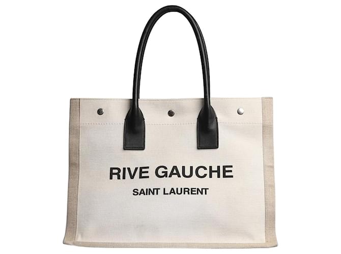 Saint Laurent Neutral small Rive Gauche tote bag Cloth  ref.1372786