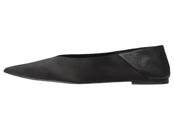 Saint Laurent Black Nour satin slippers - size EU 37.5  ref.1372792