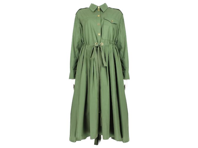 Alexander McQueen Kleid mit geraffter Taille im Militärstil Grün