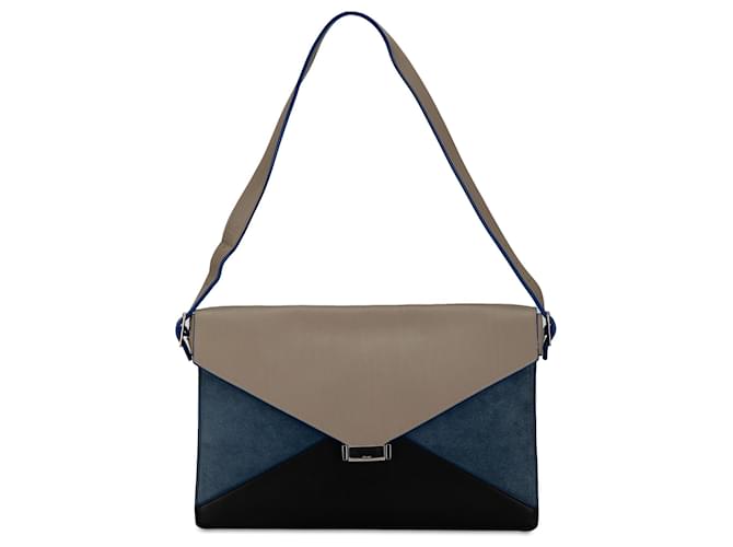 Diamond Céline Sac à bandoulière diamant en cuir tricolore marron Celine Veau façon poulain Taupe  ref.1372821