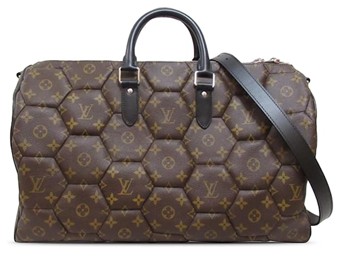 Louis Vuitton Brown Monogram Hexagone Keepall Bandouliere 45 Cloth Pony-style calfskin  ref.1372839