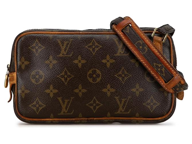 Louis Vuitton Brown Monogram Pochette Marly Bandouliere Marrom Couro Lona  ref.1372844