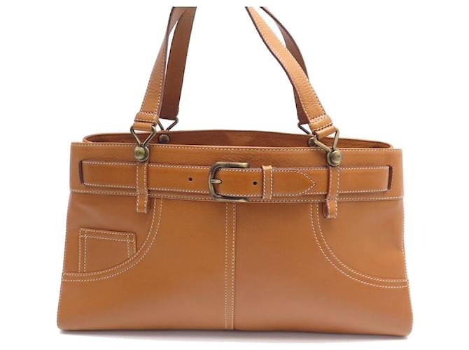 BOLSO DE MANO CHRISTIAN DIOR TROTTER DE PIEL MARRÓN CAMEL BOLSO DE HOMBRO Camello Cuero  ref.1372897