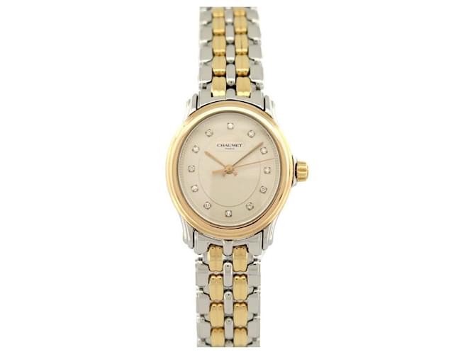 RELOJ CHAUMET PARIS 1780 DE CUARZO 27 MM DIAMANTES ORO Y ACERO PALADIANO + CAJA DEL RELOJ Dorado  ref.1372921