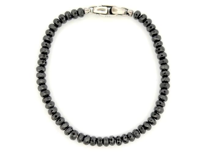 DAVID YURMAN SPIRITUAL BEADS CUSHION BRACELET T20 ONYX STONES & 925 SILVER Black Leather  ref.1372924