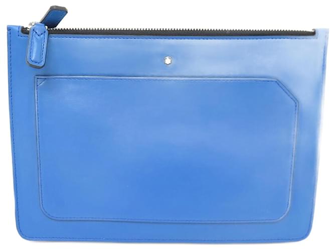 NEW MONTBLANC URBAN COBALT CLUTCH BAG MB124083 BLUE CLUTCH HAND CARRY Leather  ref.1372934