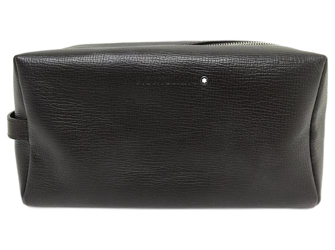 NEW MONTBLANC SOFT GRAIN TOILETRY BAG MB114898 BROWN GRAIN LEATHER  ref.1372942