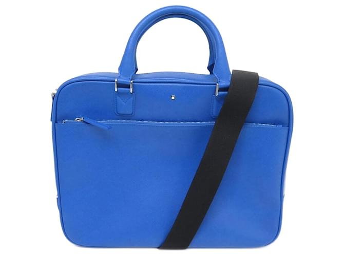 NEW MONTBLANC BACKPACK SARTORIAL LEATHER DOCUMENT HOLDER MB114580 BRIEFCASE Blue  ref.1372946
