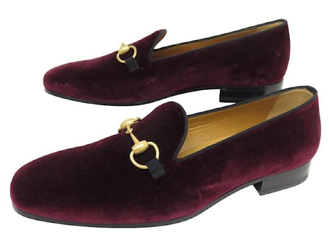 NEUF CHAUSSURES GUCCI MOCASSINS JORDAAN A MORS 718888 7 41 VELOURS + BOITE Rouge  ref.1372954