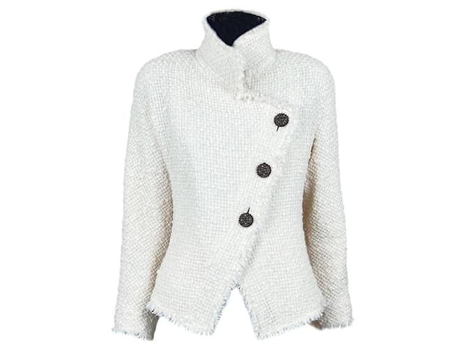 Chanel Jaqueta de Tweed com Botões de Jóia Paris Edimburgo CC Iconic Cru  ref.1372970