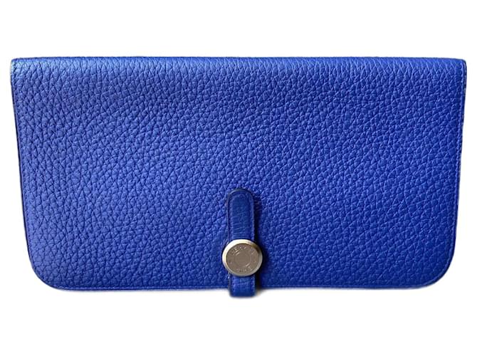 Hermès Dogon leather wallet Blue  ref.1372983