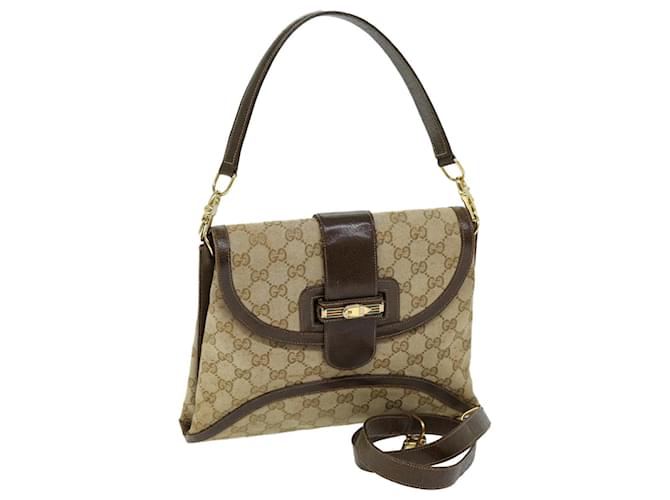 Sac à bandoulière en toile GUCCI GG 2way Beige Auth 73227  ref.1373029