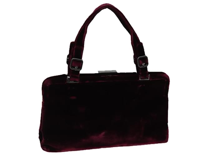 PRADA Hand Bag Velor Bordeaux Auth 72158  ref.1373046